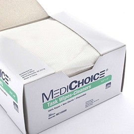 MediChoice Task Wipes, Disposable, Rayon, 10.5 Inch x 9 Inch, White (Pack of 30)
