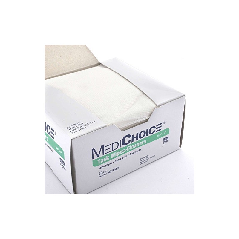MediChoice Task Wipes, Disposable, Rayon, 10.5 Inch x 9 Inch,