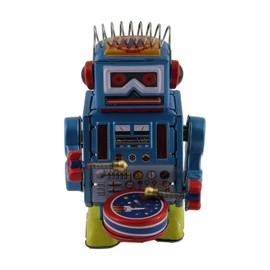 Freak Scene Superfreak Robot - Small Robot with Drum - Blue - Tin Robot