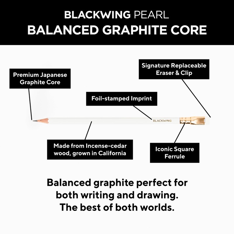 Blackwing Pearl Pencils - 12 Count, Incense-cedar, Premium Japanese Graphite,