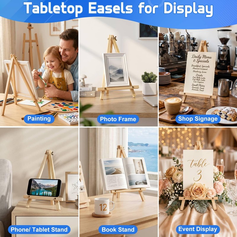 16 Pack 9 Inch Wood Tabletop Easel Canvas Stand Bulk