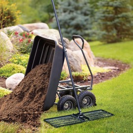 Jardineer Lawn Leveling Rake 36 Inches with 72 Inches Long Handle, Yard Leveling Rakes for Grass Soil, Heavy Duty Landscape Rake for Backyard, Garden, Golf Course