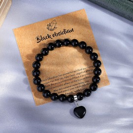 AWARDSEN Heart Healing Stones Bracelet, Gemstone Bracelet Women, Crystal Bracelet Gemstone 8 mm Gemstone Jewellery Gift for Women, No gemstone