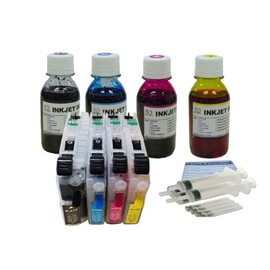 ND Brand LC101 LC103 LC105 LC107 Refillable Ink Cartridges with Auto Reset Chips and 4 X 100ml Dye Ink Refill Kit for BROTHER for Brother MFC-J285DW MFC-J450DW MFC-J470DW MFC-J475DW MFC-J650DW MFC-J870DW MFC-J875DW MFC-J4310DW BMFC-J4410DW MFC-J4510DW MF