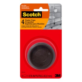 Scotch Caster Cups, Round Hard Brown 1-11/16in 4pk, Chair Leg Floor Protectors, Furniture Pads for Hardwoods Floors