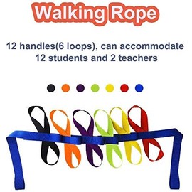 Walking Rope for Preschool Line Up Rope with Rings for Kids Toddlers to Walk Together Safety Daycare Leash Straps with Handles Teachers School Belt Colorful Line Holder (12 Children & 2 Adult)