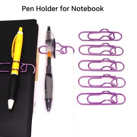 NELJIBEHU 15 Pcs Metal Pen Holder Clips for Notebook, Planner Accessories, Heart Paper Clips