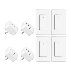 NineLeaf Remote Control Outlet,Wireless Remote Control Outlet Plug,500ft Long Range Wall Mounted Light Switch,15A 1500W for Home and Business,No Wiring,White,4PK