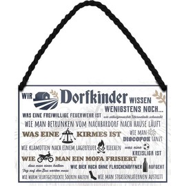 HS468 N / A Wir Dorfkinder Know Least Stich.Fire Brigade 18 x 12 cm Hanging Sign