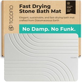 TOSORO - Tapete de baño de piedra de tierra de diatomeas antideslizante, súper absorbente, para baño, piso de baño, secado rápido, natural, fácil de  