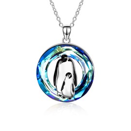 ONEFINITY Penguin Necklace Gifts 925 Sterling Silver Crystal Penguin Necklace Mother and Daughter Pendant Jewelry for Women Gifts