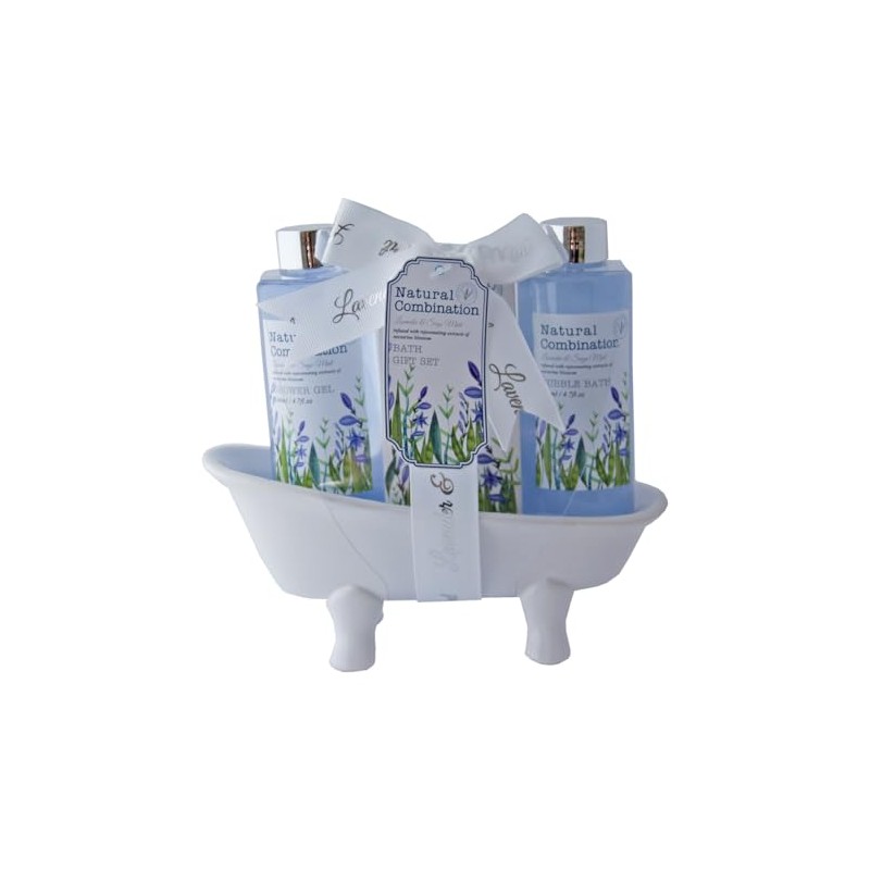 Accentra Lavender Bath Set in Ceramic Bath with 140 ml