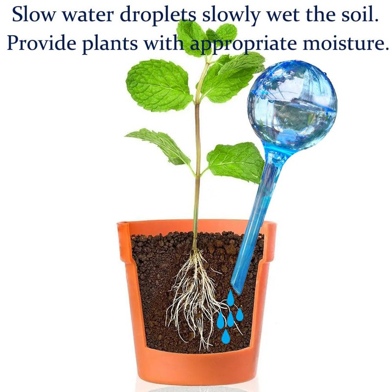 MOONSOUND Small Plant Watering Globes, 6pcs Plastic Plant Watering Devices,