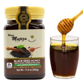 Mujeza Al Shifa Black Seed Honey with Propolis - Not Mixed with Oil or Powder - Gluten Free - Non GMO - Organic Honey - Immune Booster - 100% Natural Raw Honey 500g / 17.6oz