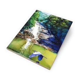 Blue Heron Ceramic Tile, Wall Art, Buttermilk Falls Ithaca N.Y. - 6" x 8" Watercolor Trivet by Cheryl Chalmers