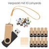 TEWENE USB Stick 8GB Pack of 10 with Lanyards Rotating
