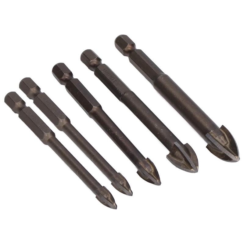 5Pcs Cross Tile Drill Bit Carbide Hex Shank Drills Bits