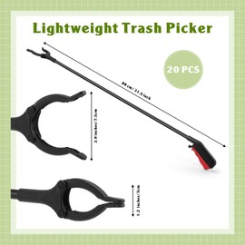 Norme 20 Pcs Grabber Reacher Tool Bulk, 31.5" Long Handle Trash Picker for Elderly, Lightweight Handy Aid Nonslip Claw Grabber for Arm Extension 360 Rotating Pickup Stick