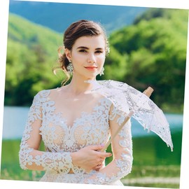 LIFKOME Lace Parasol Umbrella for Weddings Elegant Embroidered Design Lightweight and Portable Decorative Prop for Bridal Photos Tea Parties and Events