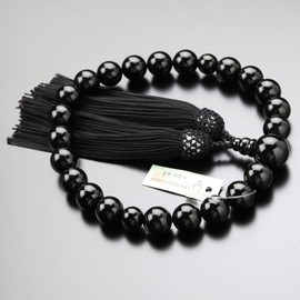 Dot Com Mala for Men, 22 Beads, Black Onyx, Pure Silk Tassel (Black) [Short Prayer Beads Kyoto Black Onyx Men's Sect Common Funeral, Funeral, Memorial Service, Black, My Prayer Beads 2000100200193]