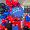 Black Red and Blue Balloons, 12 Inch Red Blue Silver