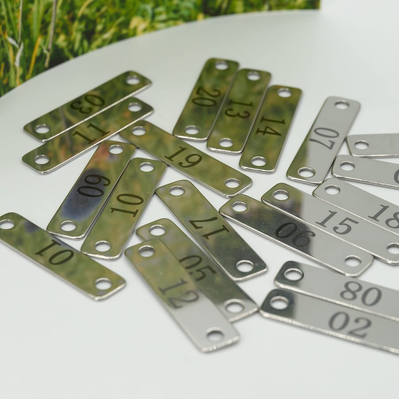 StayMax Small Stainless Steel Rectangle Numbered Tags with Two Holes