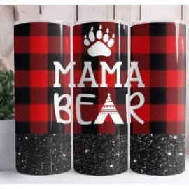 Country Grace With Alisha Mama Bear Buffalo Plaid 20oz Skinny Tumbler Custom Insulated Drinkware