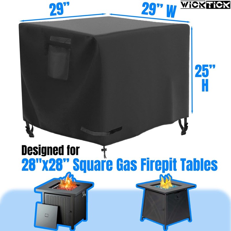 Square Gas Fire Pit Cover 28 x 28 x 25