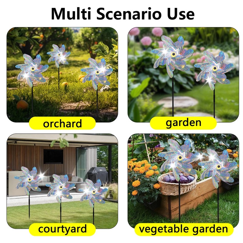 KOKMEYA 10-Pack Reflective Bird Repellent Pinwheels 7.1 Inches in Diameter