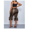 WDIRARA Women's Plus Size Leopard Print Layered Ruffle Skinny Capri