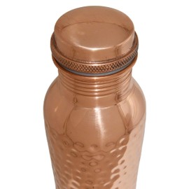 2 Pack 30 Ounce Pure Copper Drinking Vessel in Elegant Gift Box, Hammered Water Bottle with Screw-On Cap, Ayurvedic Benefits