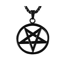 Crazy Hunter Black Stainless Steel Pagan Wicca Inverted Star Pentagram Men Pendant Necklace