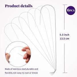 6 Pcs Curved Beading Needles, 5.4 Inches Stainless Steel Bead Spinner Needles, Big Eye Beading Needles Curved Sweing Needles Tools for Jewelry Making