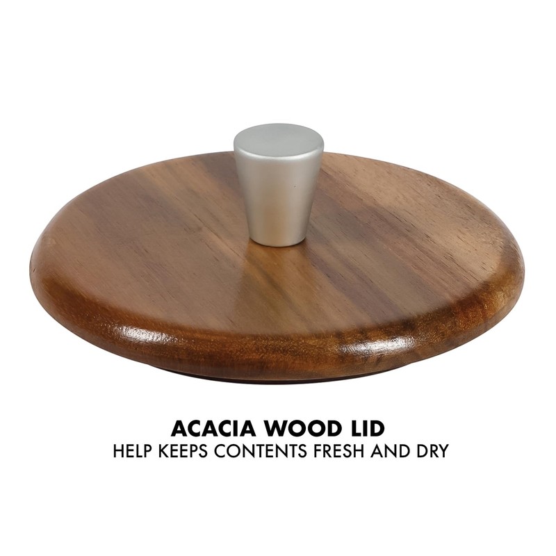 Babish Stoneware Salt Cellar w/Wood Lid - 4" X 3.5"