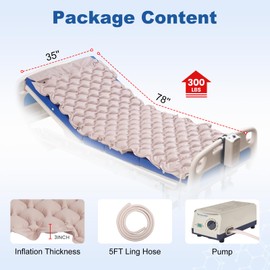 XIAOSHUNER Alternating Air Pressure Mattress for Bed Sores,Effective Bedsore Relief Solution Mattress Topper,Upgraded Multi-Setting Quiet Pump, Hospital Bed Air Mattress, Pink