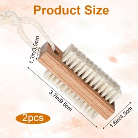 YBEATY 2 Pcs Natural Wooden Nail Brush Double Sided Hand and Nail Cleaning Brush Deep Clean Under Nails Fingernails Non-Slip Bristles with Hanging Rope Hand Toes Home Garden Salon