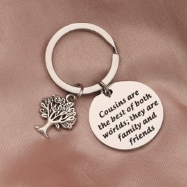 BEKECH Cousin Gifts Cousin BBF Key Chain Cousins are The Best of Both Worlds They are Family and Friends Cousin Jewelry Friendship Gift (silver)