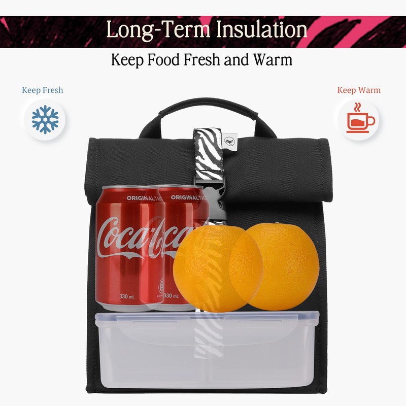 SUNNY BIRD Insulated Lunch Bag Rolltop Lunch Box Tote Bag