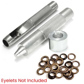 Trimming Shop 10mm Hollow Hole Punch 3pcs Hand Tool Set, Setter Base, Punch, and Eyelet Grommet Fixing Tool Durable Craft Essential for DIY Leathercraft, Handbag, Shoes, Clothing Repair, Scrapbooking
