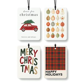 FISWAFY Christmas Berry Car Air Freshener 4 Pcs, Merry Christmas Truck Bauble Ball Checkered Hanging Air Freshener for Cars Closet Drawer Books, Cute Xmas Car Accessories Mirror Decor for Women