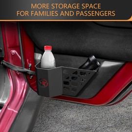 JAKISIMA Rear Door Storage 2012-2018 Jeep Wrangler JK JKU Unlimited 4 Door Insert Storage Expansion Interior Accessories 2 Pack Black Metal with Star (Rear Door Storage)