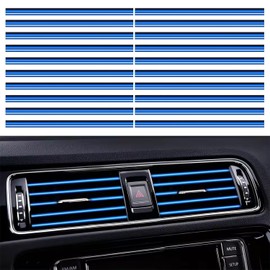 Pack of 20 Youzzei Car Air Vent Decoration, 20 cm DIY Car Air Vent Decoration, PVC Car Decoration, Interior Ventilation Grille, Interior Strips for Most Air Vents (Blue)