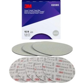 3-M 02085 P3000 Foam Disc Sanding Paper - Reduce Compounding Time - Consistent Cut & Long Life - Versatile Attachment for Quick Changes - Wet/Dry Use - Refining 1500-2000 Grit Sand Scratches