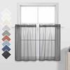 Charcoal Gray Short Sheer Curtains 36 Inch Length for Kitchen