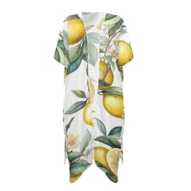 Floral Lemon Kimono Swimsuit Cover Ups for Women Funny Print Womens Cover Ups for Swimwear Lightweight Breathable Quick Dry Summer Vacation Bathing Suit Cover Up