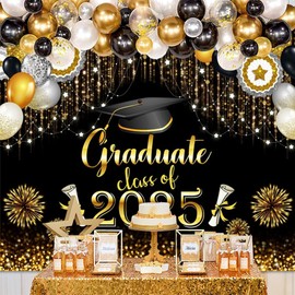 DASHAN 10x8ft Class of 2025 Graduate Backdrop for Photography Bachelor Graduation Backdrop for Party Decorations Conggrats Grad Ceremony Celebrations Background Photo Booth Props