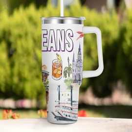 Pininerr City Tumbler 40oz,Stainless Steel Water Bottle for Hot & Cold Beverages-City Gift Idea (New orleans)