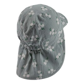 Sterntaler Peaked Cap with Neck Protection Flowers for Girls - Baby Hat with UV Protection 50+ - Cotton Sun Cap, Stone Green