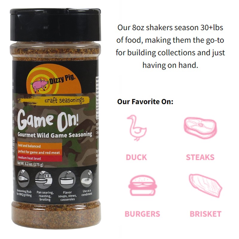 Dizzy Pig Game On! Wild Game Gourmet Seasoning Rub (8oz