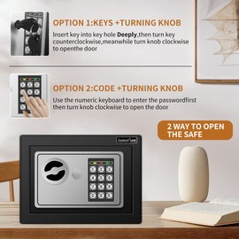 JUGREAT Safe Box with Induction Light,Electronic Digital Security Safe Steel Construction Hidden with Lock，Wall or Cabinet Anchoring Design for Home Office Hotel Business 0.23 Cubic Feet Black